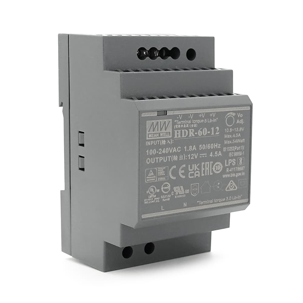 Джерело живлення Mean Well HDR-60-12 60Вт, 12В, 5А на Din-рейку