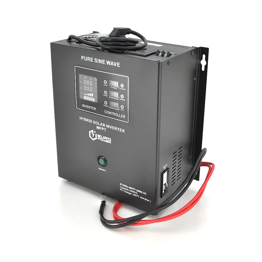 Гібридний інвертор Europower RTSWm-MPPT-2000LCD, 1400W, 24V, струм заряду 10A, 140-275V, MPPT (20/40А, 30-90Vdc)