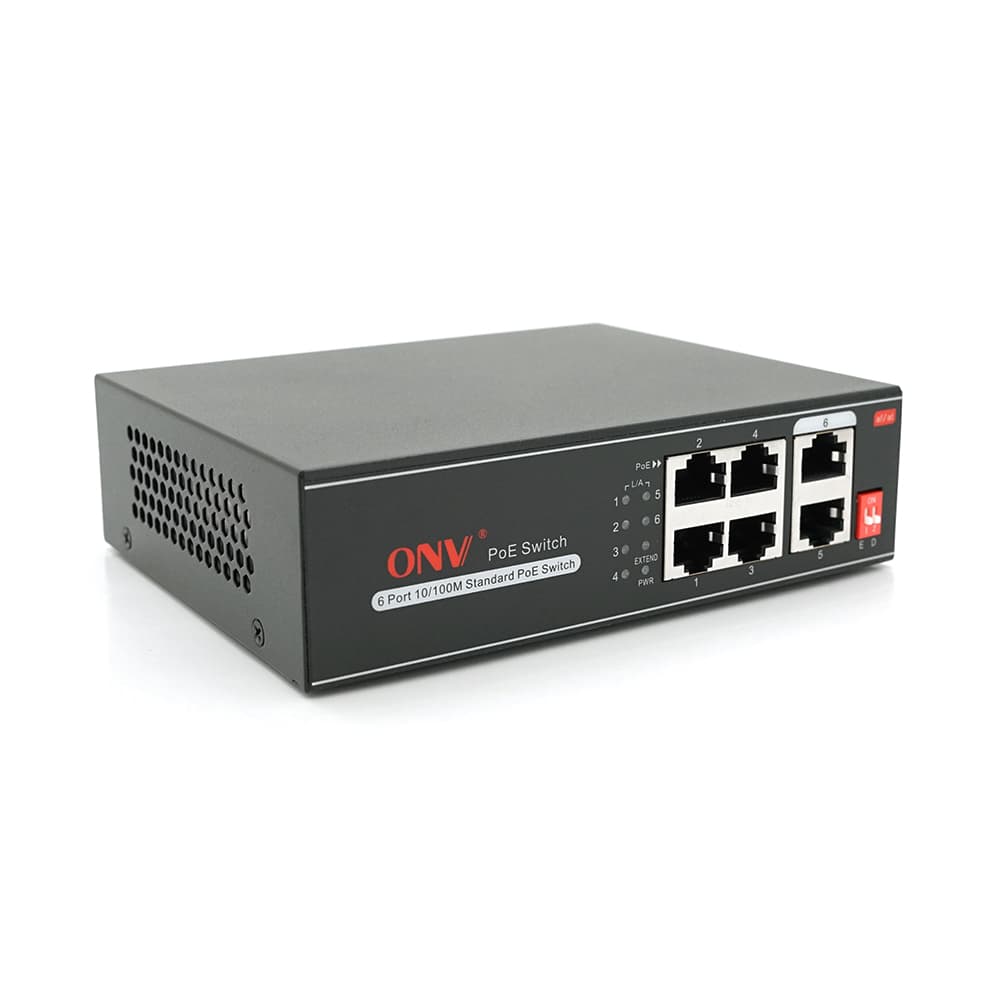 4х портовий PoE комутатор з автоперезапуском ONV-H1064PLD, 4хРоЕ 100Мбіт + 2хUplink 100Мбіт до 250м, IEEE802.3af/at, загальна потужність 65Вт