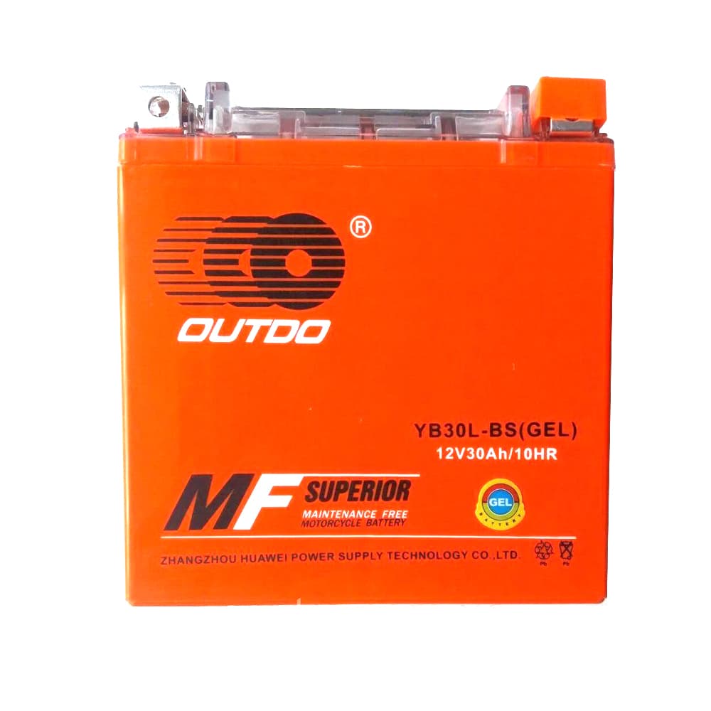 Мотоакумулятор OUTDO (Maxion) YB 30L-BS GEL, 12V 30Ah (166 х 126 х 176), Orange, Q2