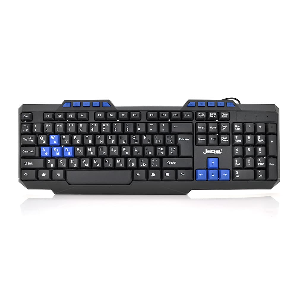 Клавіатура USB JEDEL K518, довжина кабелю 170см, (Eng/Pyc/Укр), (435х130х21), 112k, Black, Box