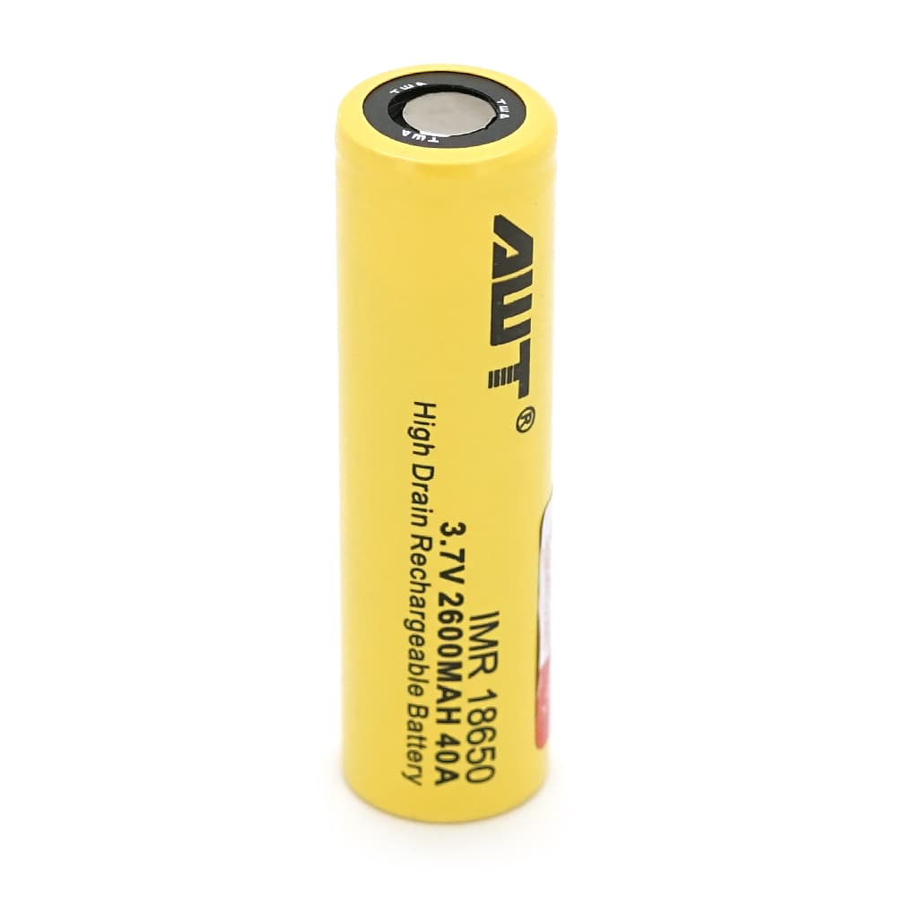 Акумулятор 18650 Li-Ion AWT високострумовий, 2600 мАг, 40А, BOX 2 шт в упаковці, ціна за одиницю