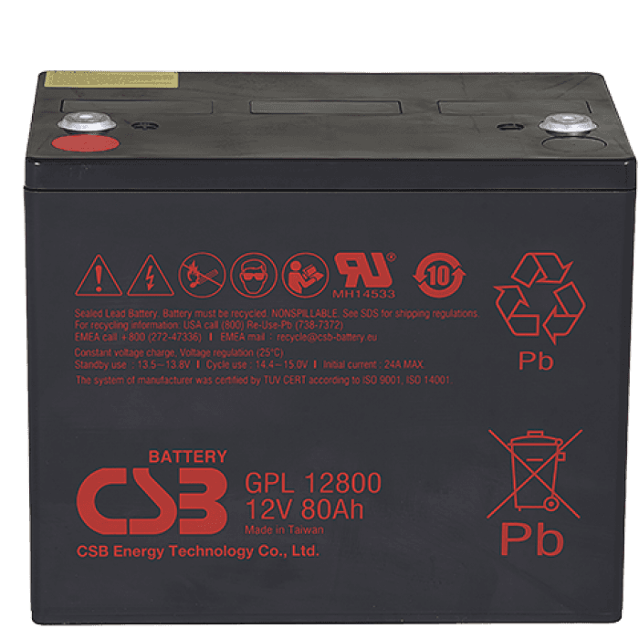 Акумуляторна батарея CSB GPL12800, 12V 80Ah (261х168х210 (220)