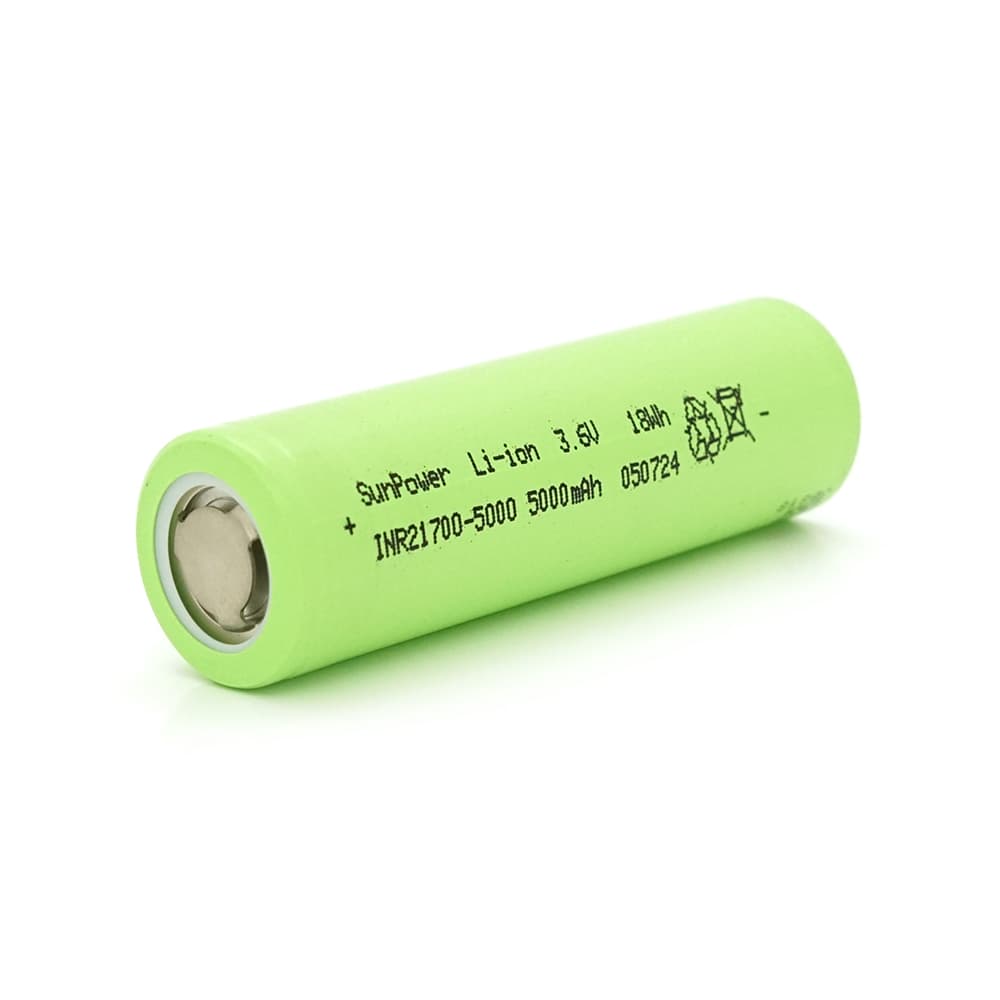 Акумулятор 21700 Li-Ion SUNPOWER 5000mAh, 20A, 4.2/3.6/2.5V, Green