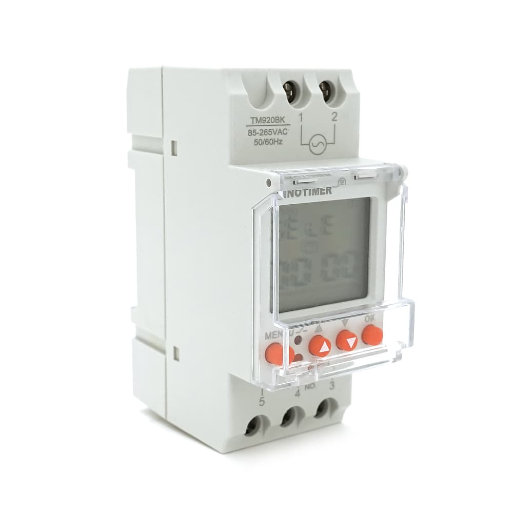 Реле часу Sinotimer TM920BK, на DIN-рейку, LCD, програмований, змінна батарея, 30А, 85-265V, 87х65х36 мм