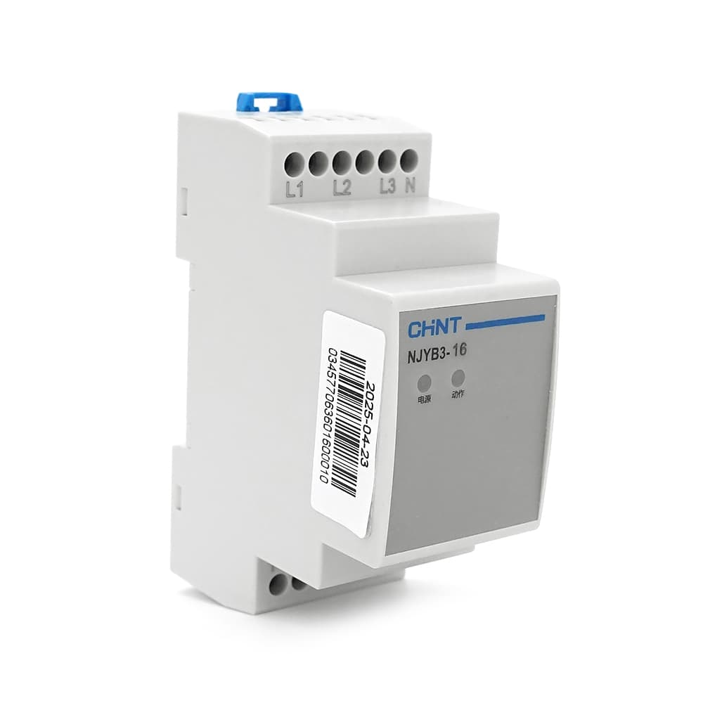 Реле контролю фаз CHINT NJYB3-16 AC220V, 3F4P, Захист обриву/послідовності фаз, Ue240/415V, Ie0.75/0.47, 1CO+1NO