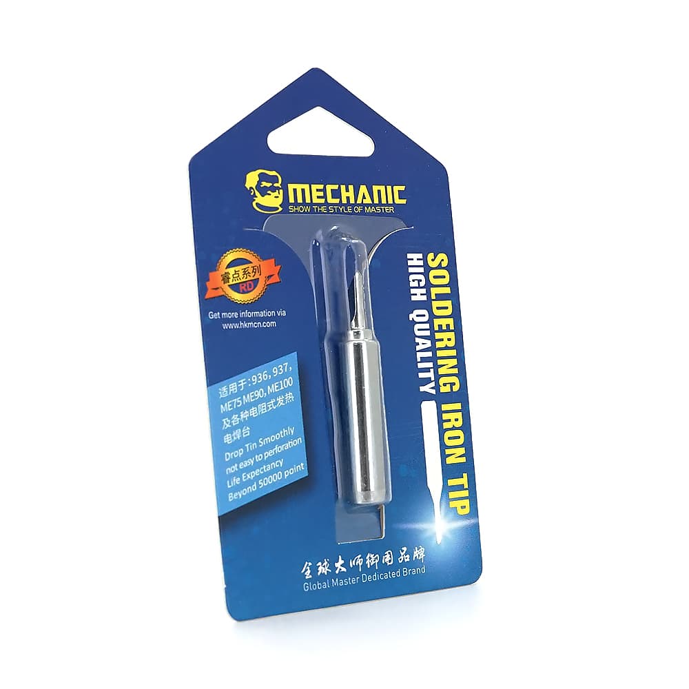 Жало для паяльника MECHANIC BW 900M-T-SK, 4*6.3mm, мідь, гальванічне покриття, висока теплопровідність, швидке нагрівання, перо середнє кутове