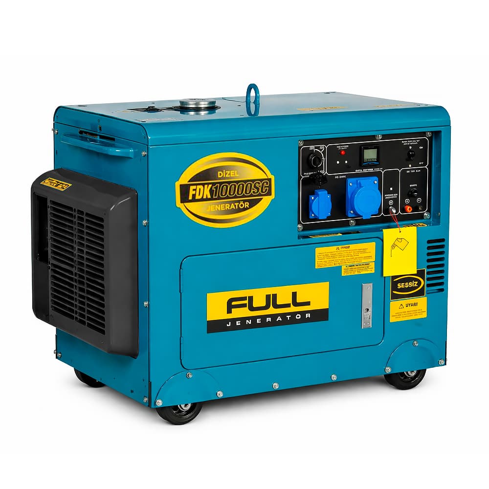 Дизельний генератор FULL FDK10000SC, 1-фазний 230V, 50Hz, 9.4kVA/7.5kW, бак 30 л, витрата 2 л/год, ручний/стартер (без АКБ), 900х520х700 мм, 170 кг