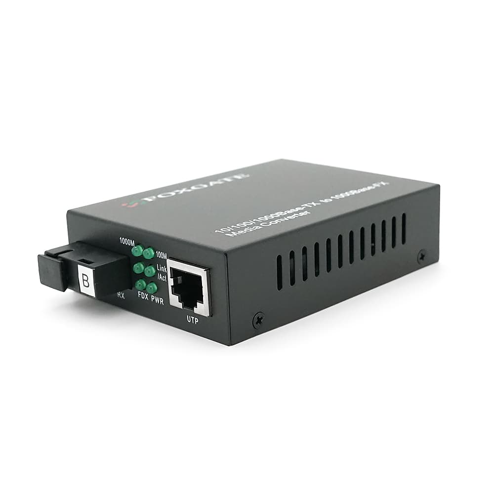 Медіаконвертер FOXGATE EC-Q-1G-1SM-1550nm, 1550 WDM, 1x10/100/1000 Base-Tx, одноволоконний Full/Half duplex, SC 20km (0+70°C), + блок живлення 5V 1A