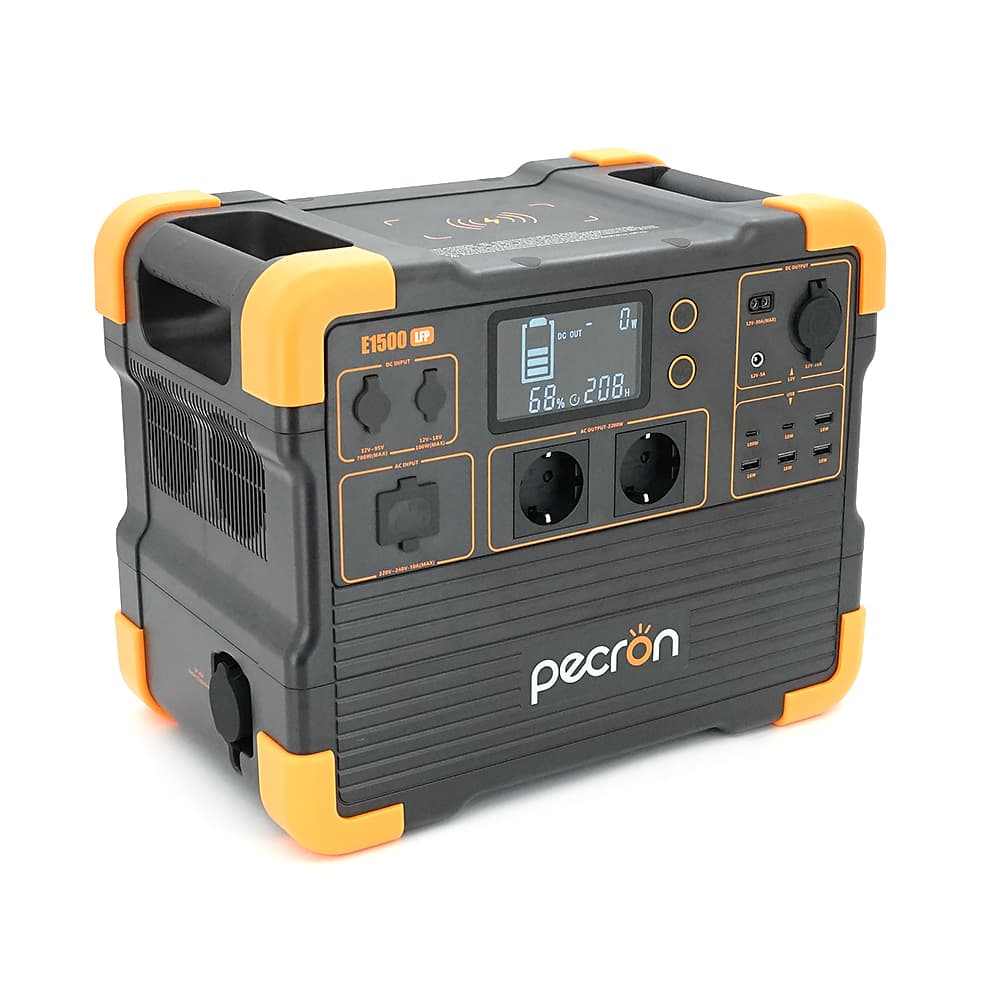 Power station Pecron E1500LFP APP Control, 1536/2200Wh LiFePO4, MPPT VOC 32-95 В, DC12V-5A, XT60-12V-30A, 2хAC 220, 4xUSB-18W, 2хUSB-C(100W), wireless 15W, charge 120min, 377×237×305mm, 18.2kg