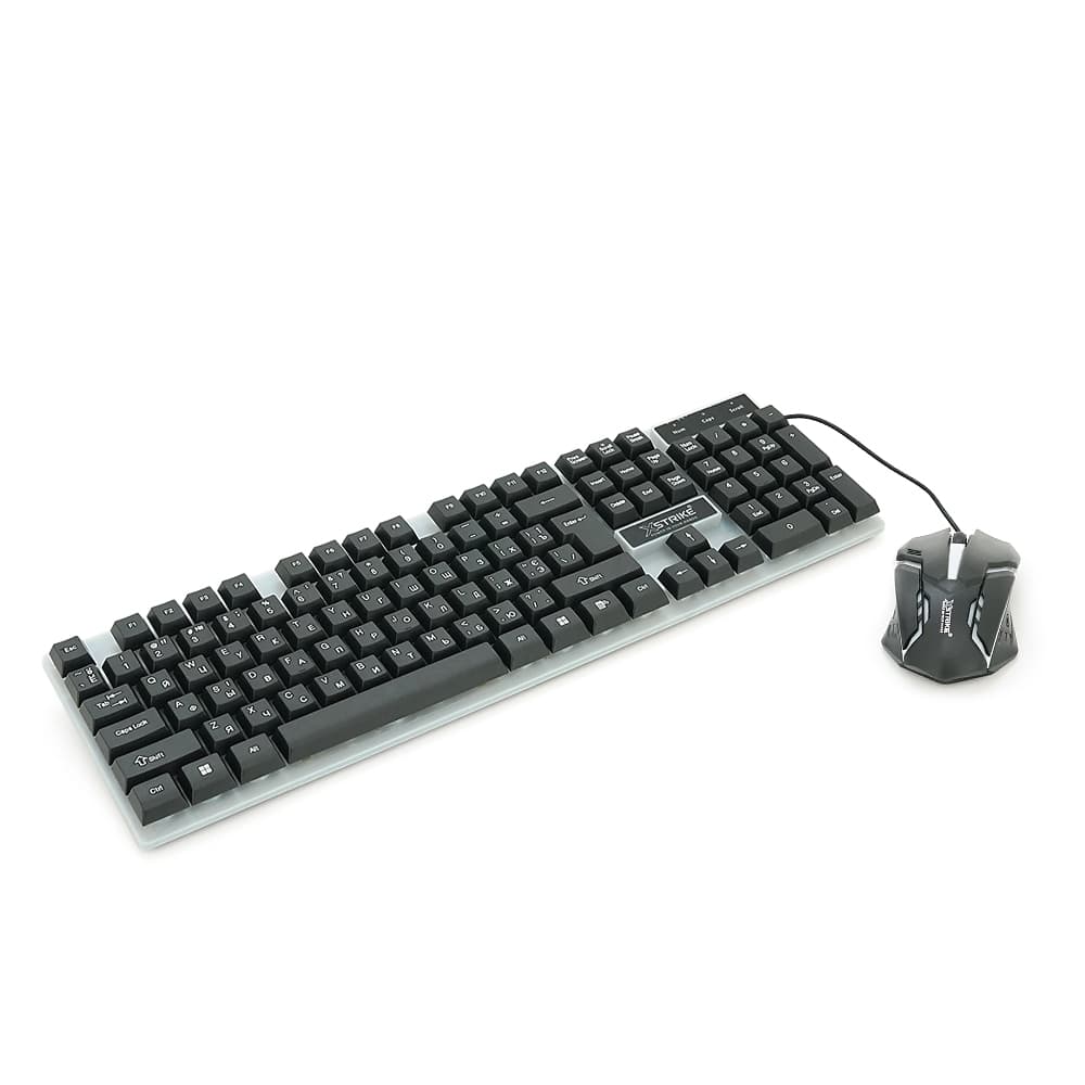 Комплект провідний KB+Mouse XSTRIKE X-1014, USB, RGB підсвічування, (Eng/Укр/Pyc), Black/White, Box