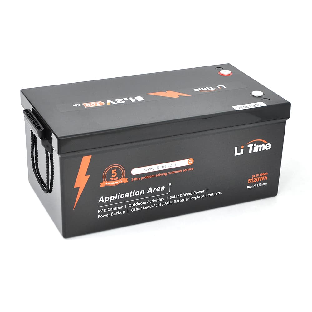 Аккумуляторная батарея LiFePO4 Li-TIME 51,2V 100Ah 5120Wh(100/100A), BASIC, заряд 57.6В/12А, до 6000 циклів, (520 x 269 x 220мм), 36.4kg, Q1