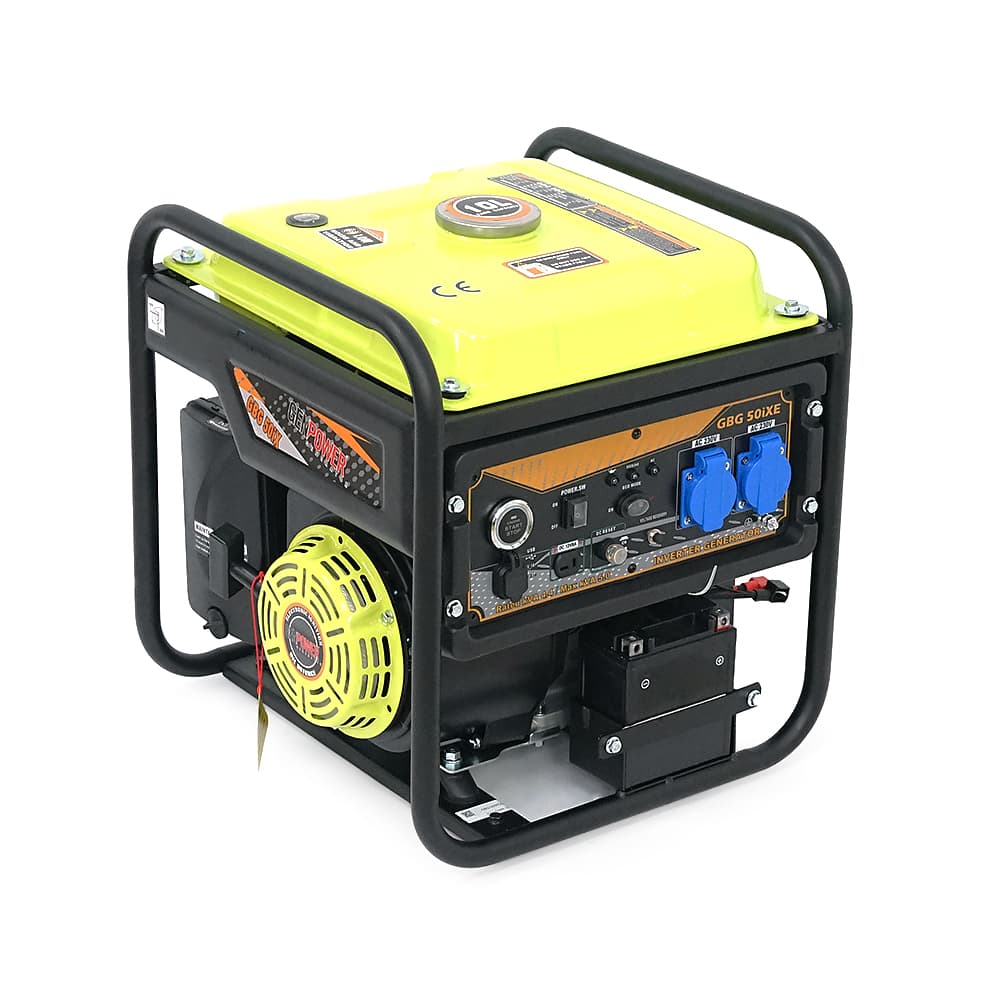 Генератор інверторний Бензиновий Genpower GBG 50IXE 3.6kW (5kVA), однофазний, 230V, 50Hz, DC12V. об'єм 15.0л. АКБ у комплект не входить, 465*445*505mm. 30kg.
