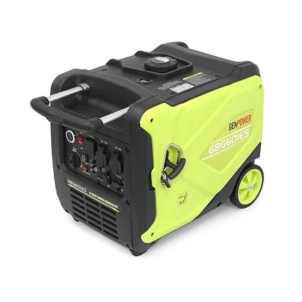 Генератор інверторний Бензиновий Genpower GBG 60IES 4.8kW (6kVA), однофазний, 230V, 50Hz, DC12V. об'єм 15.0л. витрата 0,374Lt/kWt.стартер, АКБ у комплект не входить, 465*445*505mm. 30кг.