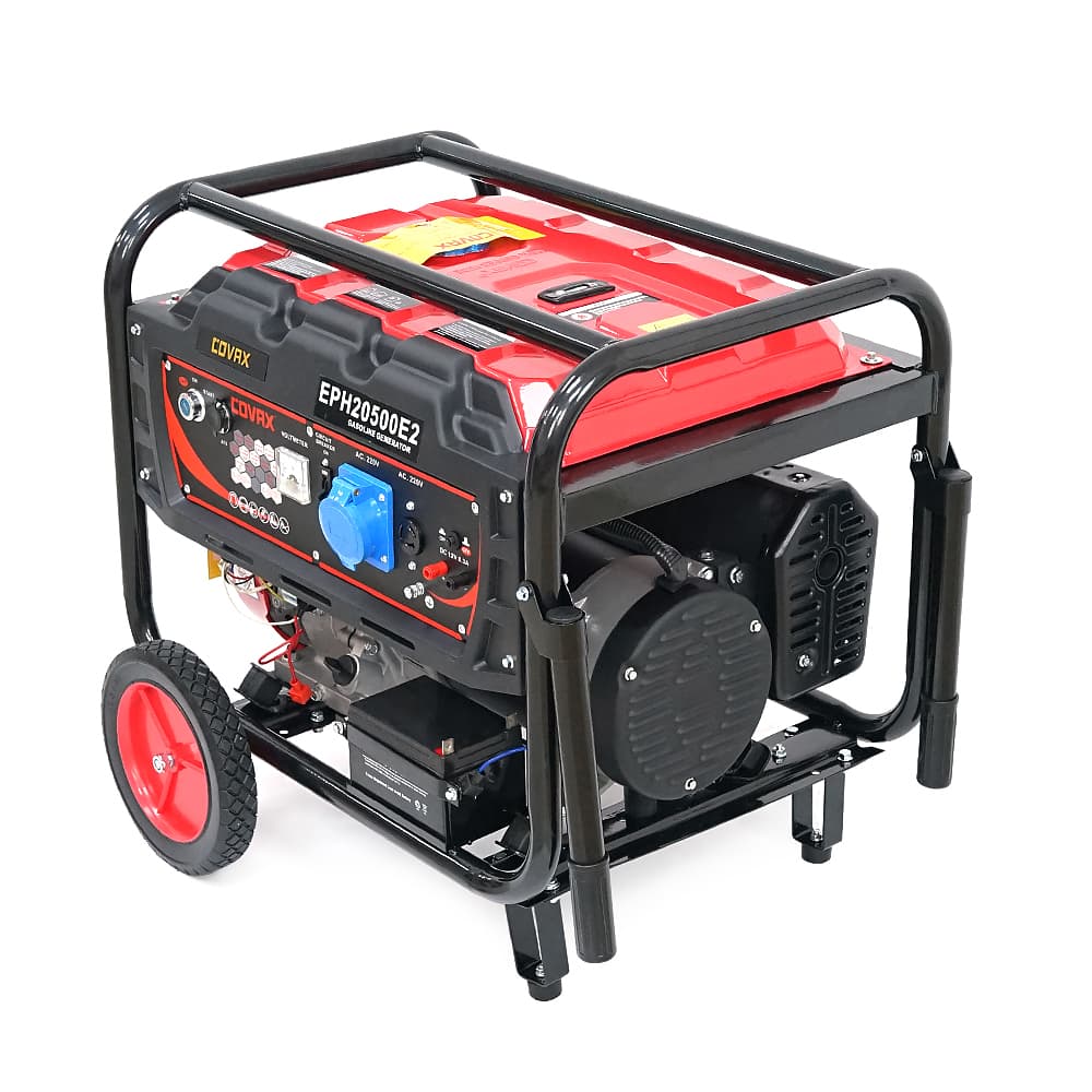 Генератор бензиновий COVAX EPH20500E2, 9.5kW, однофазний 220V, 50Hz, DC12V, 21HP, Electric Starter, tank 25L, 710x535x555mm, 96kg