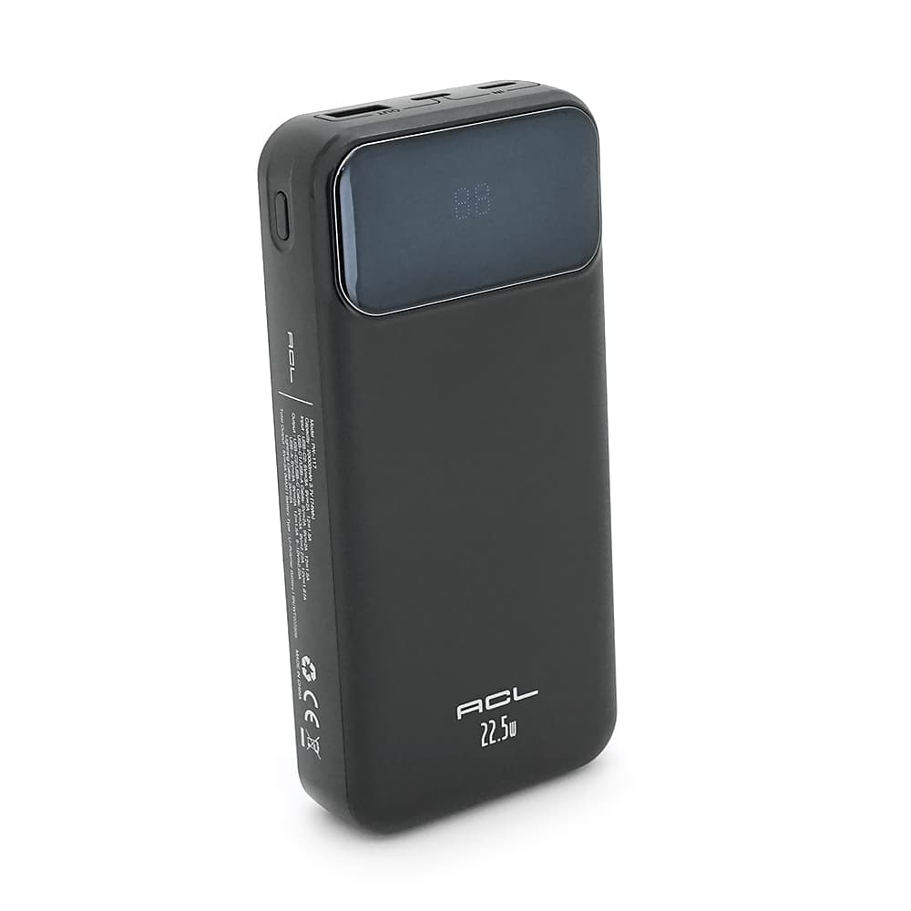 Powerbank ACL PW-117 20000mAh, PD22.5W, 1xUSB+2xUSB-C, 3 кабелі (USBType-C/Lighting), 0.47кг, Black/White, Box