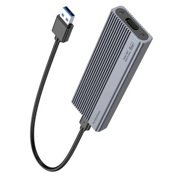 Кишеня HOCO HB47, 2,5", пластиковий корпус, інтерфейс USB3.1 SATA, Gray