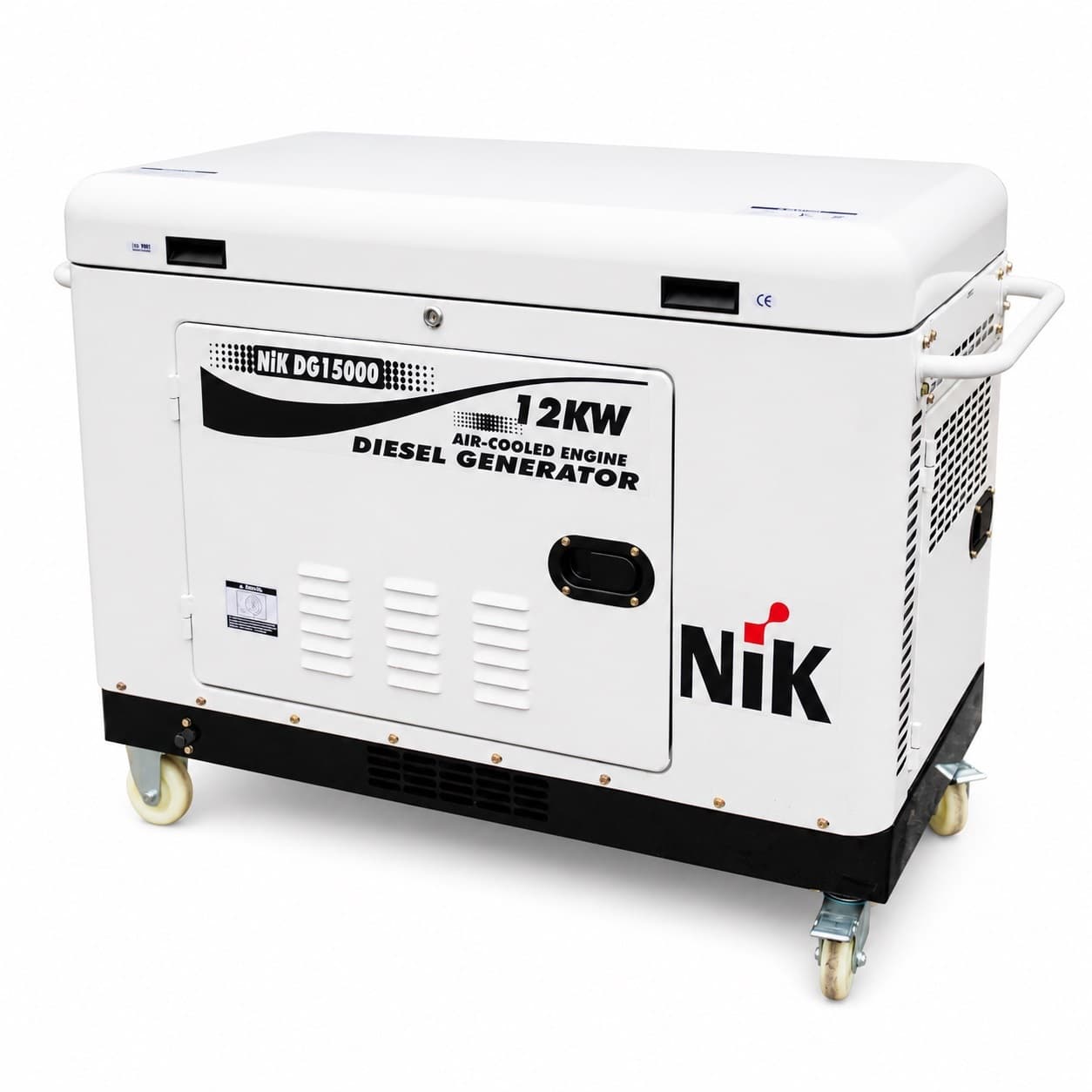 Генератор дизельний NIC DG15000, 1-фазний 220V, 50Hz, 12kW, бак 25 л, витрата 3.1 л/год, пуск: стартер/AVR, 1280х750х870 мм, 315кг