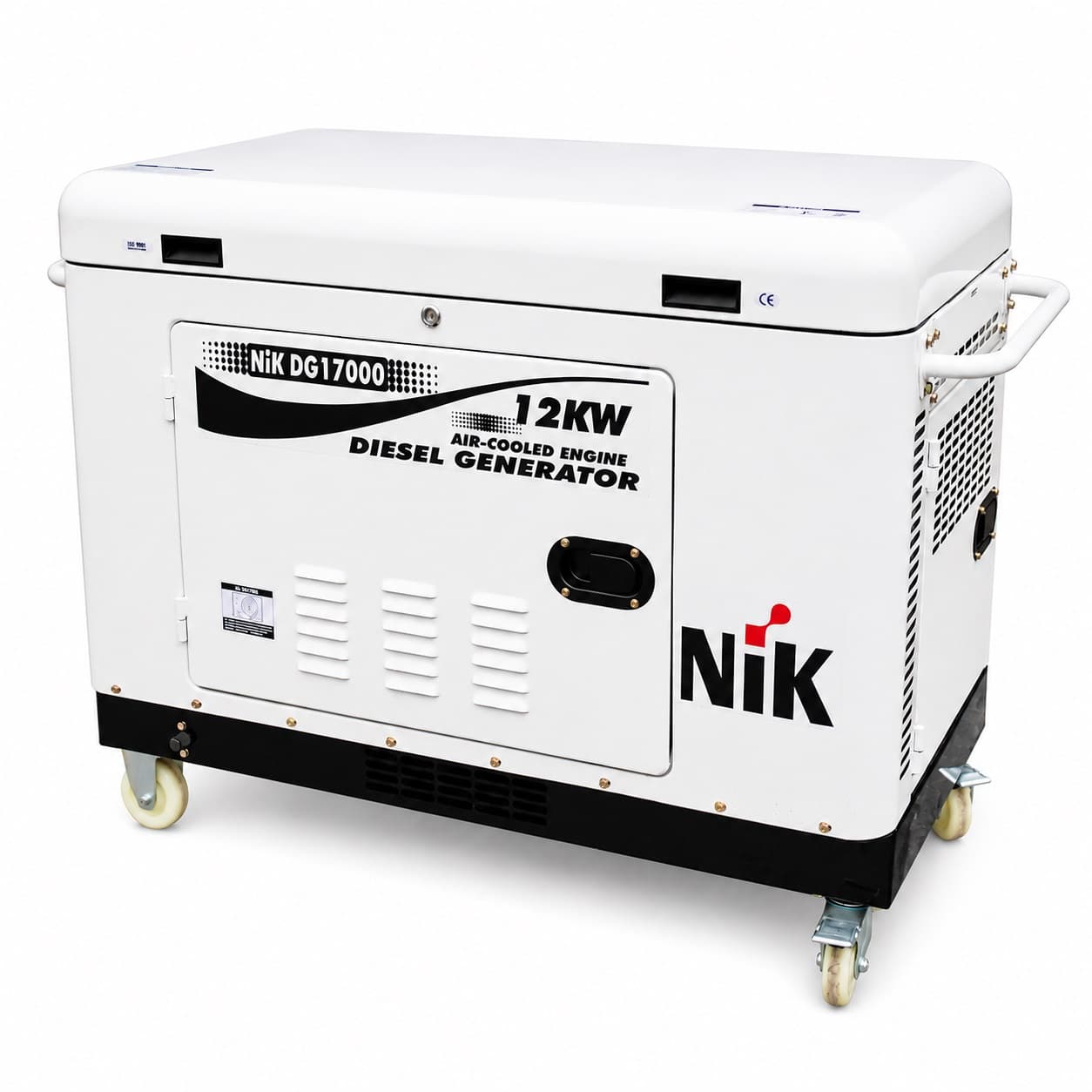Генератор дизельний NIC DG17000, 3-фазний 230/380V, 50Hz, 12kW, бак 25 л, витрата 3.1 л/год, пуск: стартер/AVR, 1280х710х872 мм, 295кг