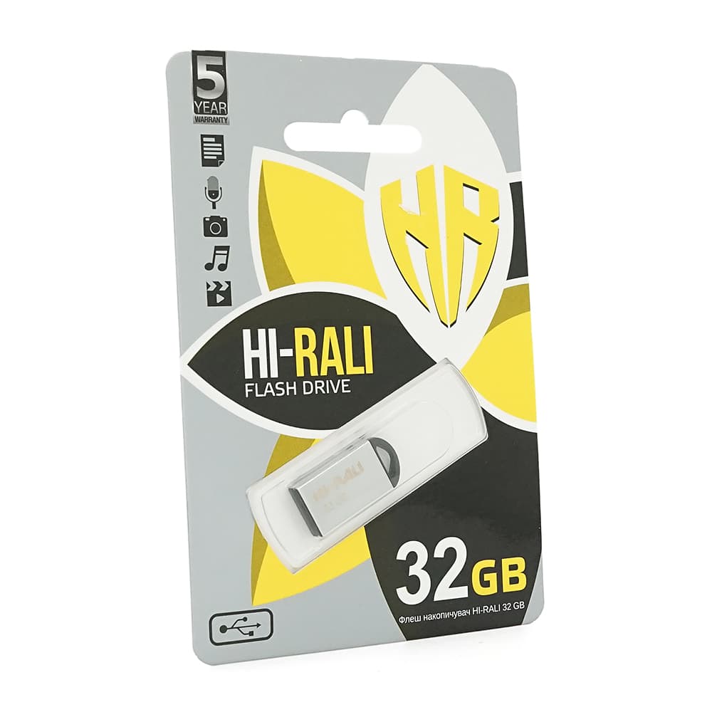 Флеш-накопичувач Hi-Rali Mini Fit, USB 2.0, 32GB, Metal, Blister