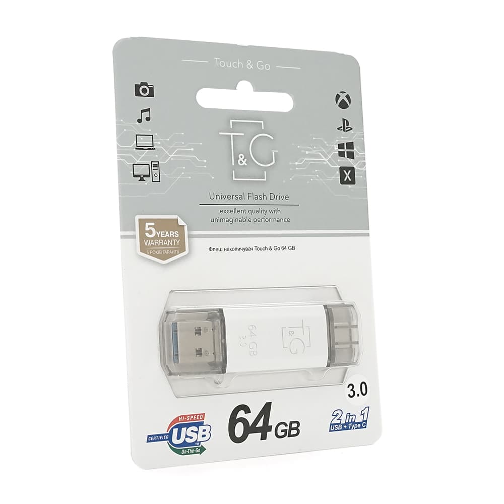 Флеш-накопичувач T&G 009 Star S, USB 3.0+Type-C, 64GB, Metal, Blister