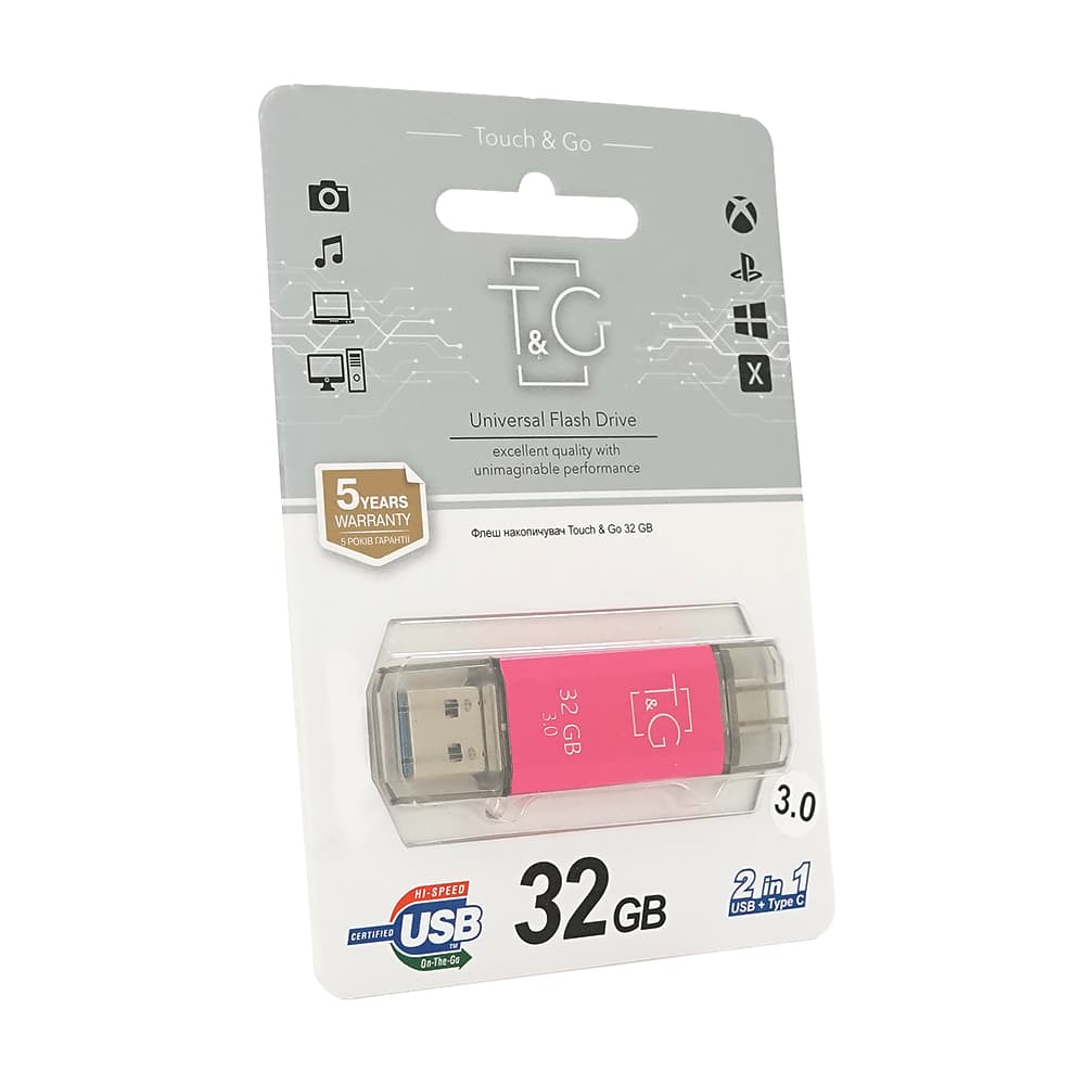 Флеш-накопичувач T&G 009 Star F, USB 3.0+Type-C, 32GB, Metal, Blister