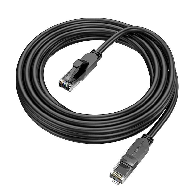Патч-корд литий Borofone BUS01, UTP, RJ45, Cat.6, 3m, чорний, Cu (мідь)