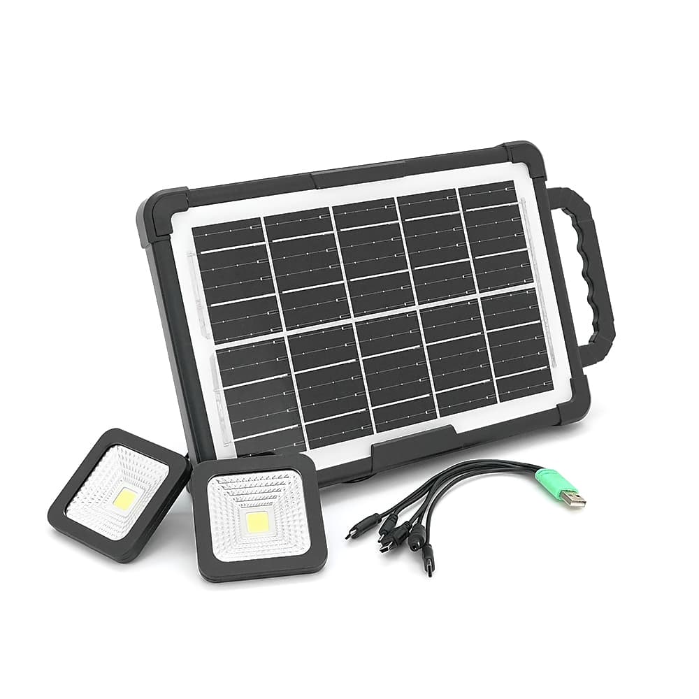 Портативна станція CcLamp CL-318PB-8W+Solar, Power bank 5400mAh, 1 режим, USB вихід, 2 лампочки, Box