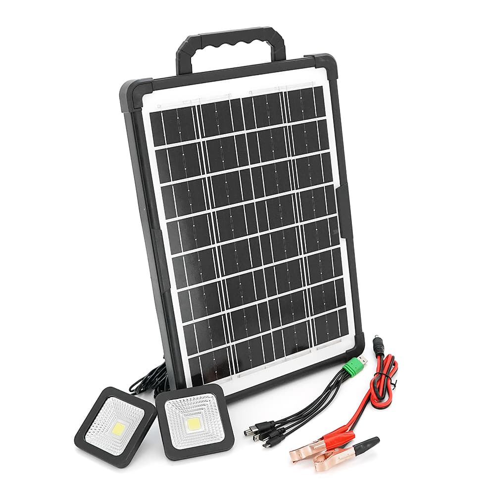 Портативна станція CcLamp CL-618PB-15W+Solar, Power bank 10800mAh, 1 режим, USB вихід, 2 лампочки, Box