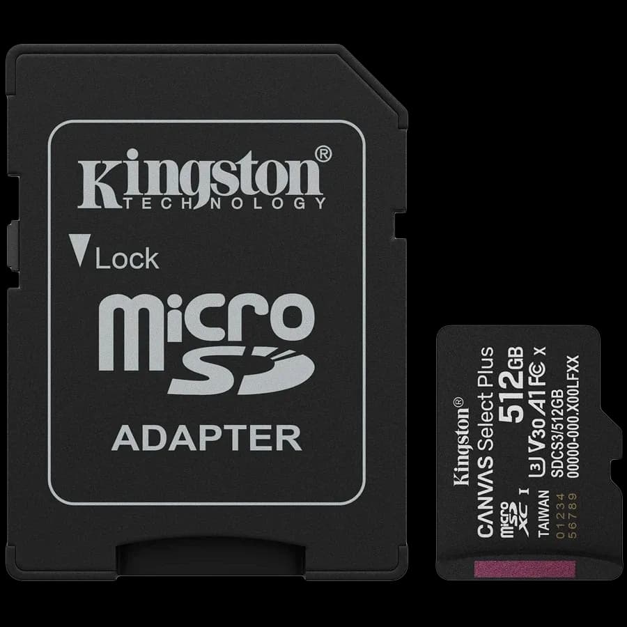 Kingston 512GB microSDXC Canvas Select Plus Gen3 Card + Adapter Модуль флеш-пам'яті