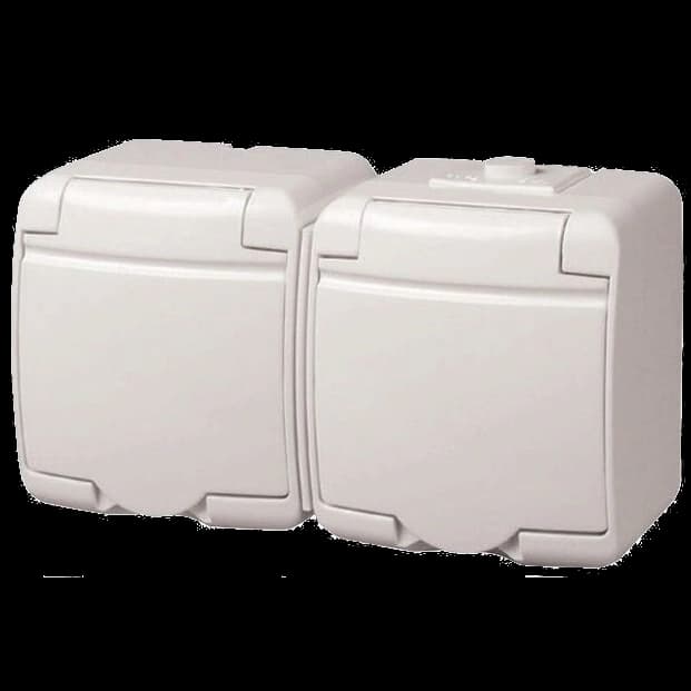 ETI Hermetics 4668019 Розетка 2-на з з/к Schuko RHE-2s(біла/біла кришка, IP54)