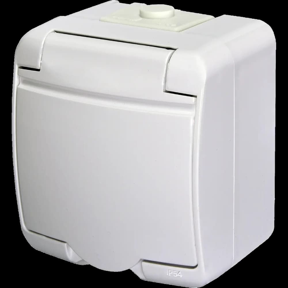ETI 4668015 Hermetics Розетка 1-на з з/к Schuko RHE-1s (біла/біла кришка, IP54)