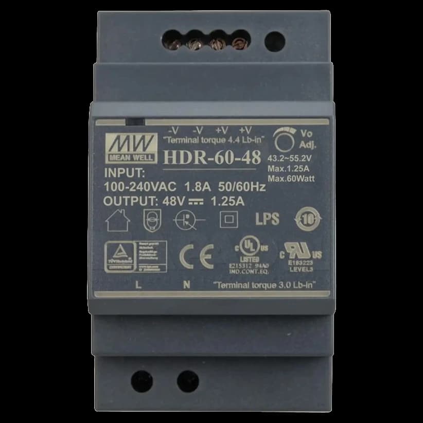 Mean Well HDR-60-48 48B 1.25А для монтажа на DIN рейку Блок живлення