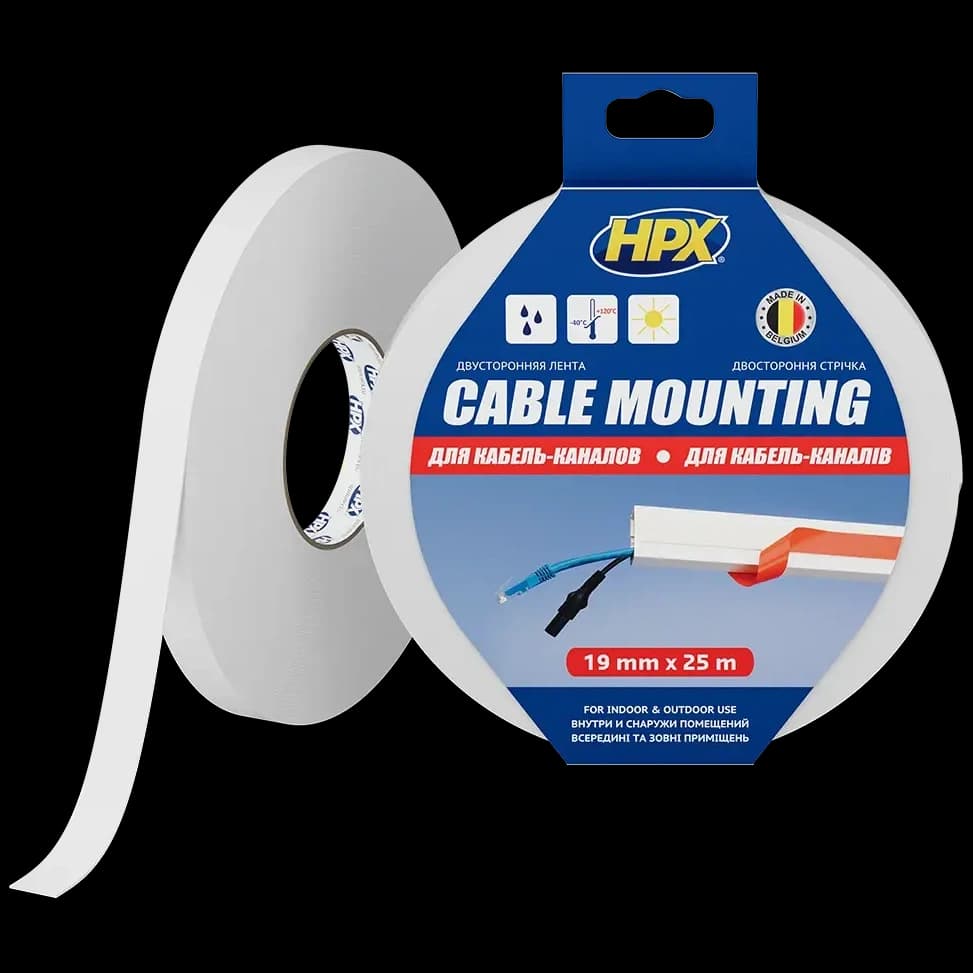 HPX DSW1925 CARPET TAPE 19мм х 25м Стрічка двохстороння для монтажу кабельканалів