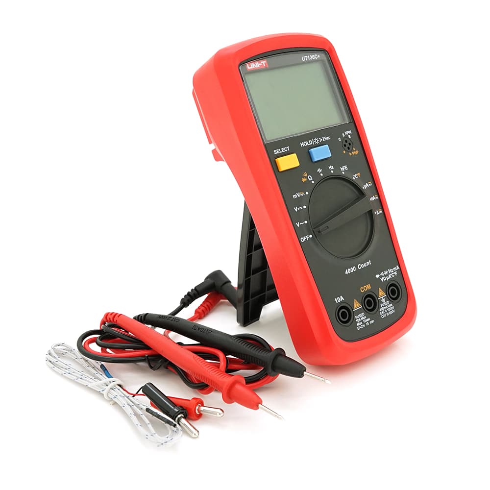 Мультиметр UNI-T UT136C+ Вимірювання: V, A, R, Hz, C, True RMS, підсвічування, утримання даних, продзвонювання, тест діодів