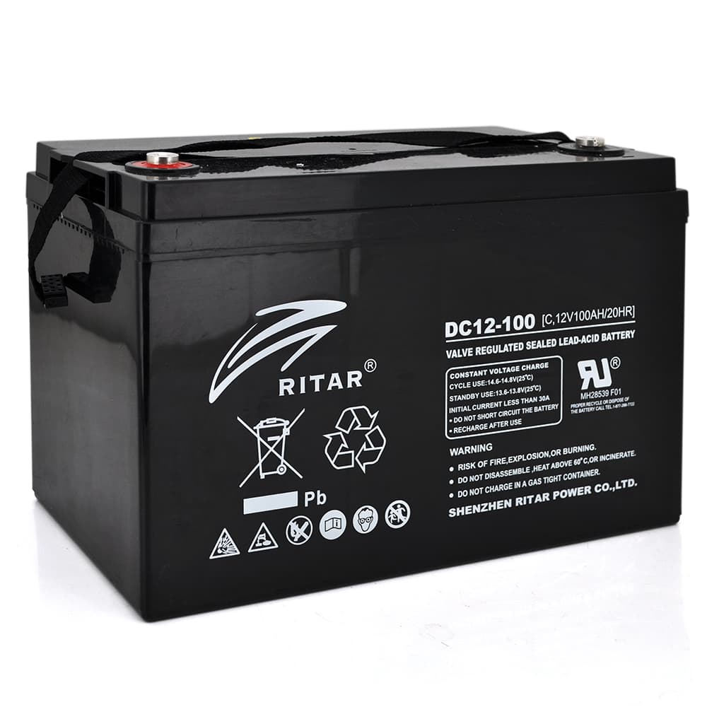 Акумуляторна батарея CARBON RITAR DC12-100C, Black Case, 12V 100.0Ah, 2000-5000 циклів, до 15 років термін служби (355*250*260), 29 kg Q1