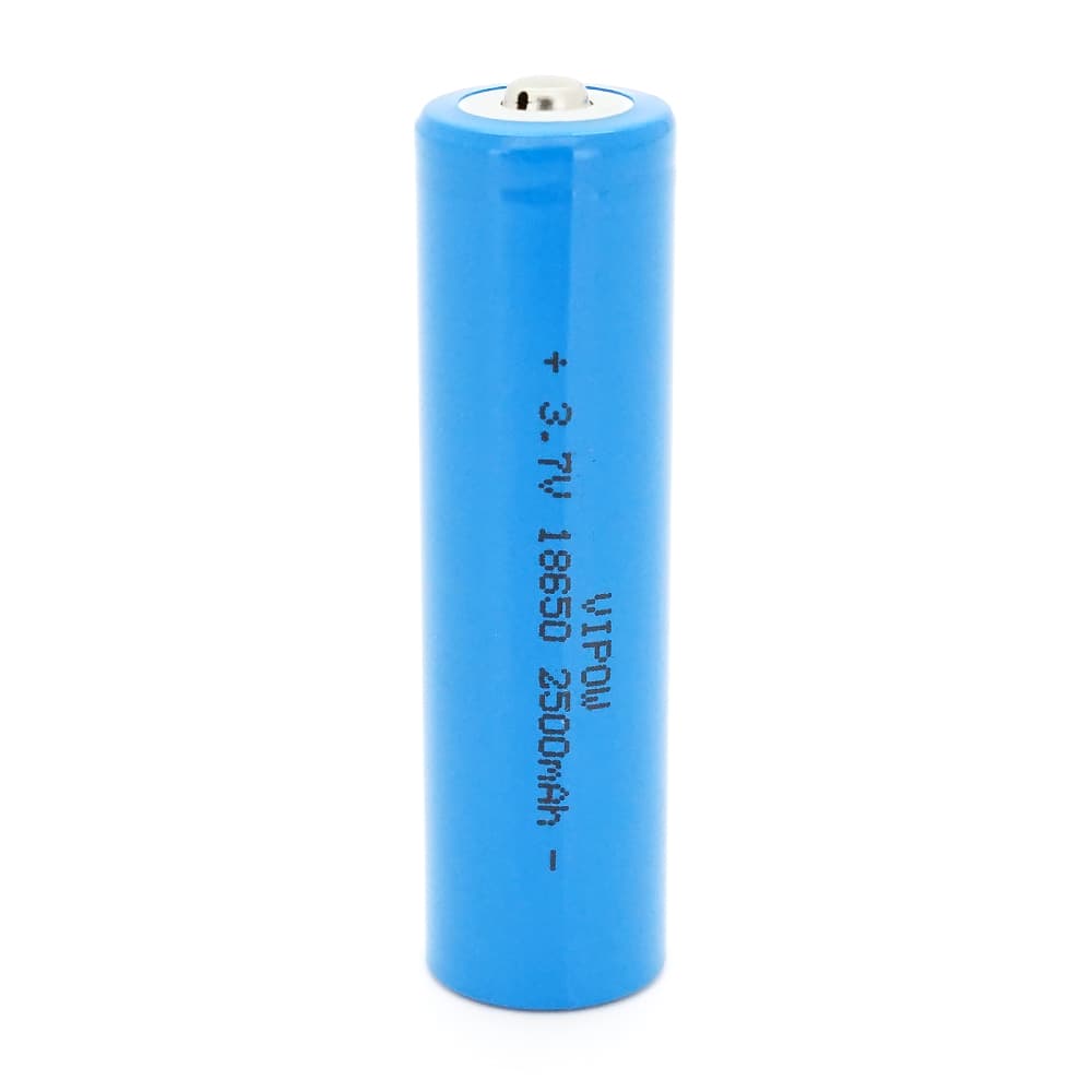 Акумулятор 18650 Li-Ion Vipow ICR18650 TipTop, 2500mAh, 3.7V, Blue