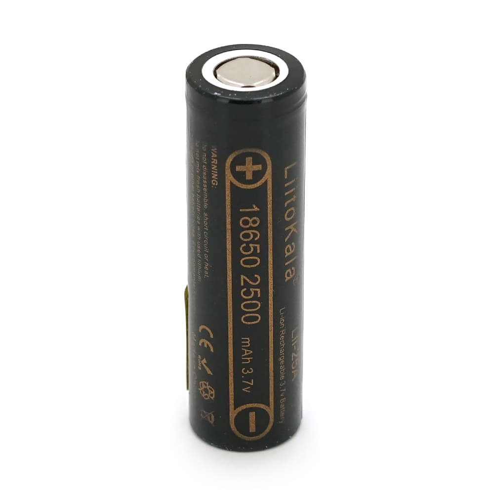 Акумулятор 18650 Li-Ion LiitoKala Lii-25A, 2500mah (2450-2650mah), 3.7V (2.75-4.2V), Black, PVC BOX Q2, цiна за 1 шт