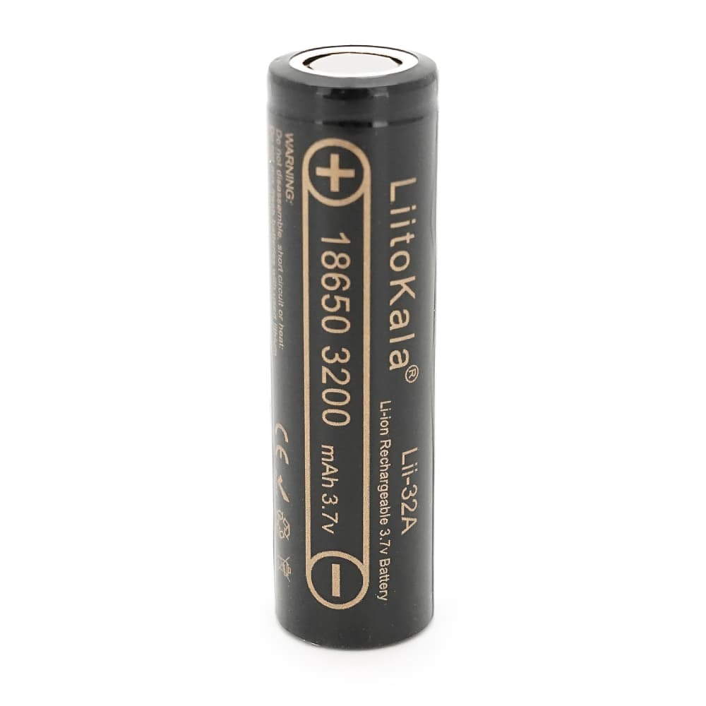 Акумулятор 18650 Li-Ion LiitoKala Lii-32A, 3200mAh (3050-3350mAh), 3.7V (2.75-4.2V), Black, PVC BOX Q2, ціна за 1 шт