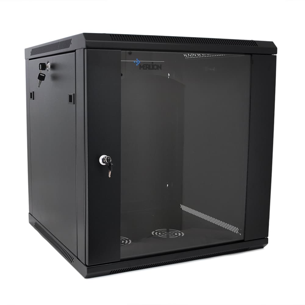 Шафа Merlion 18U, 600*600*897mm (Ш*Г*В)мм загартоване скло, чорна, сталь 1,2мм із замком (у розібраному вигляді!!!)