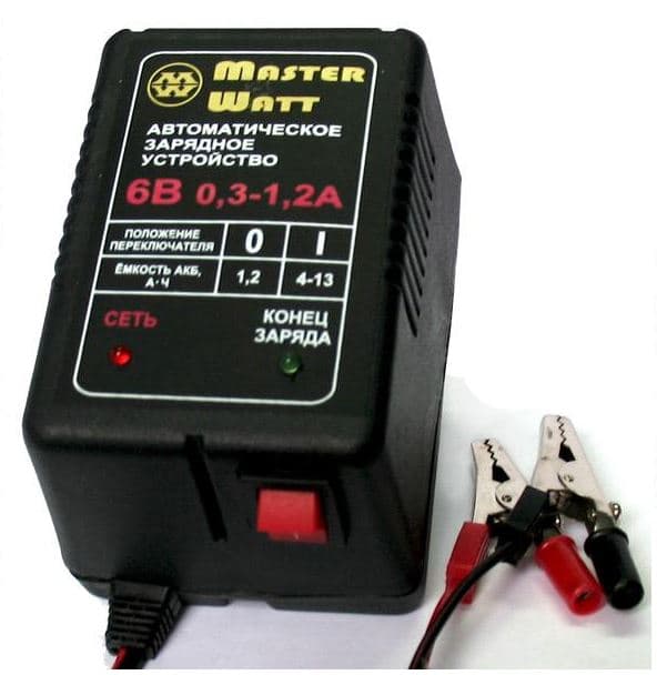 Автоматичне ЗУ для акумулятора 6V (1,3-13Ah) (MF,WET,AGM,GEL,NICD,NIMH), 180-240V, Ток заряду 0.3-1.2A, крокодили в комплекті