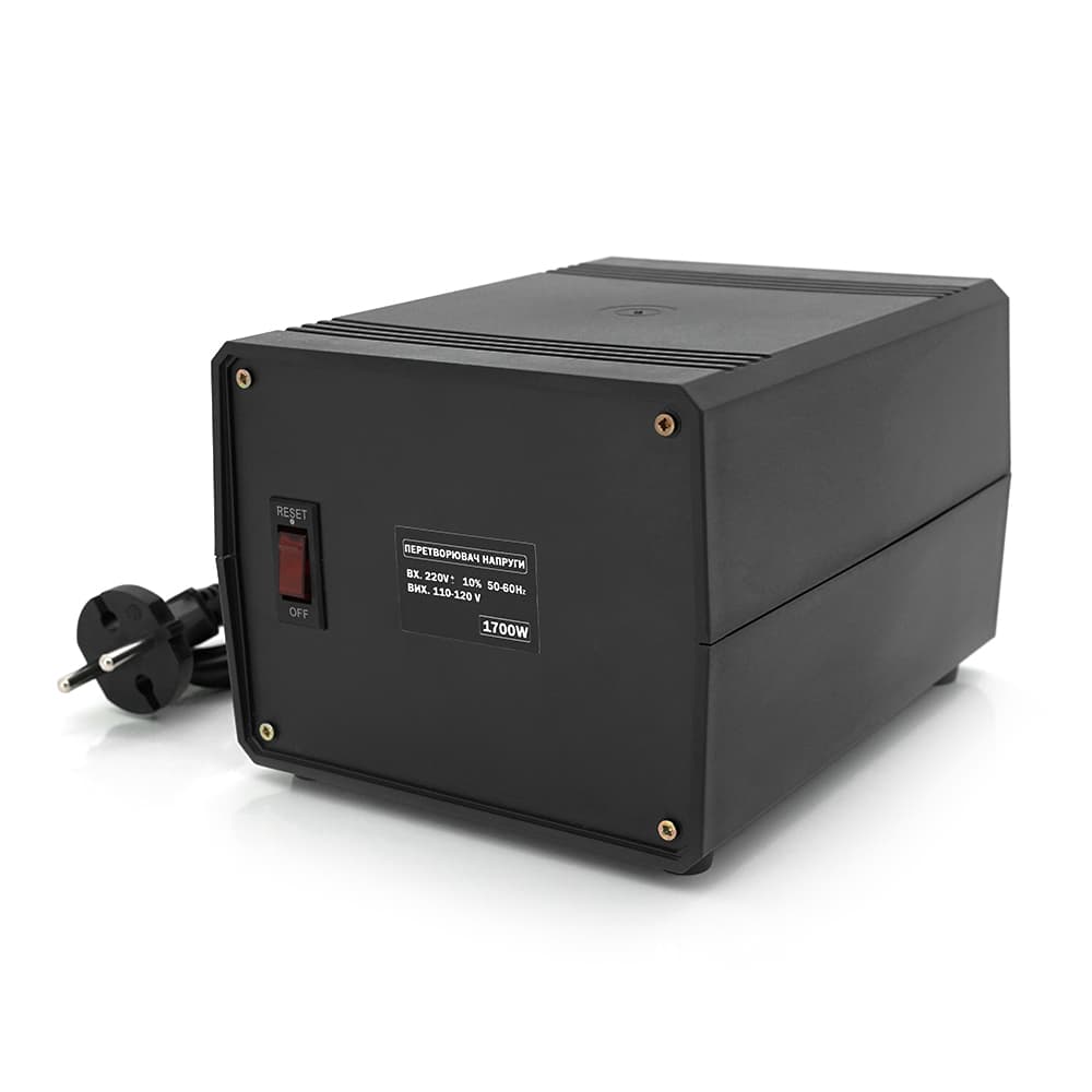 Перетворювач напруги понижуючий MERLION PN-1700, Input 220 V/Output 110V, 1700W, трансформаторний