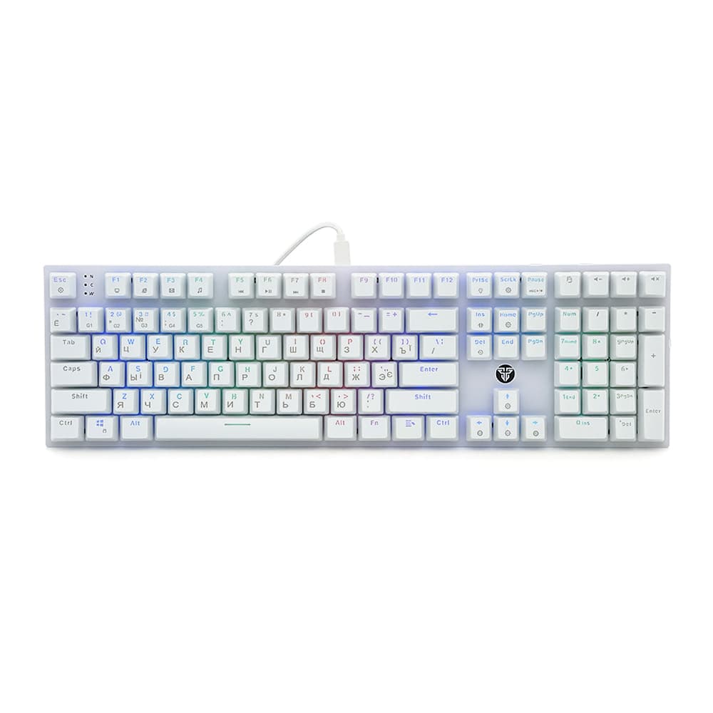 Клавіатура USB Fantech MK855RGB, довжина кабелю 135см, (Eng/Укр/Рус), White, 108к, Q10