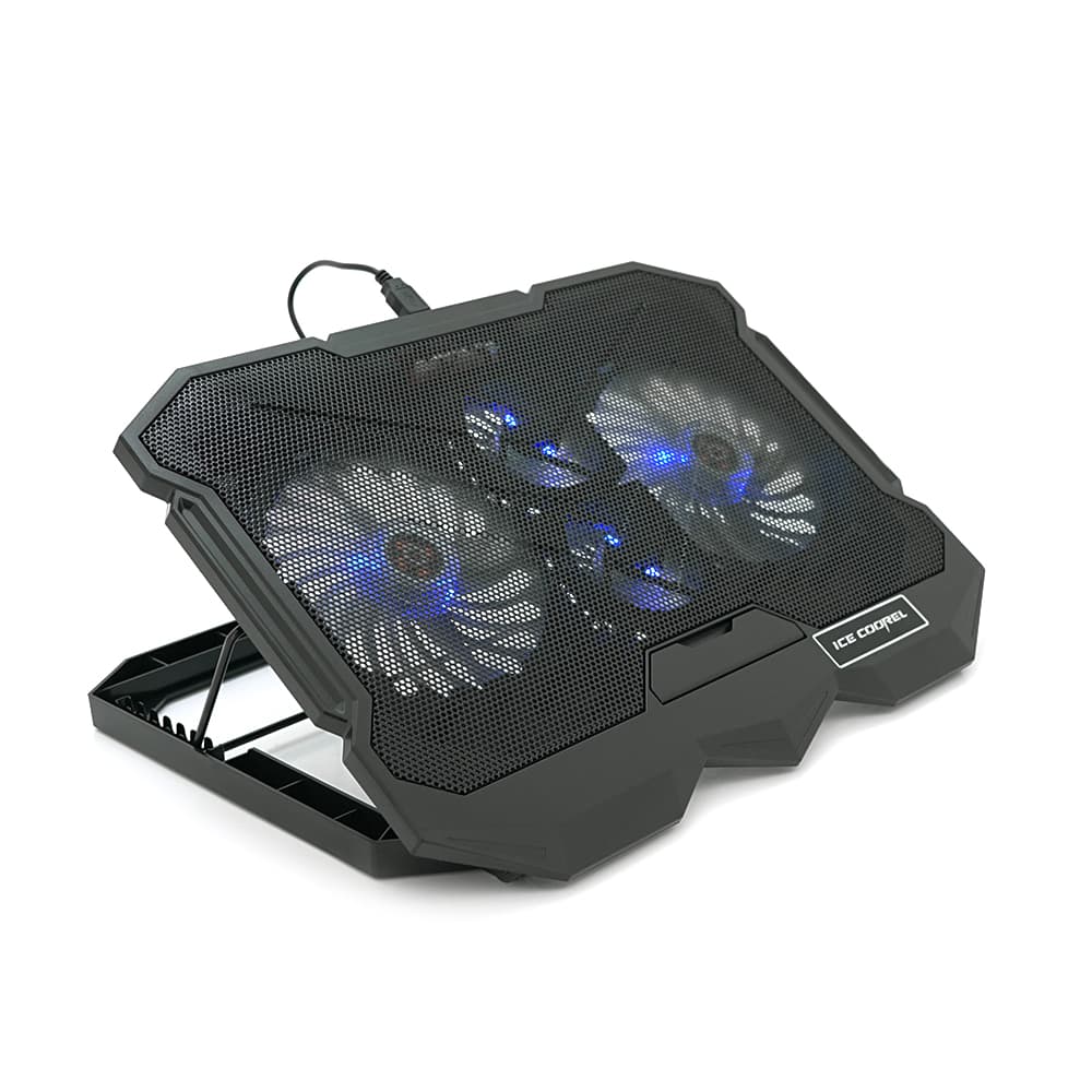 Підставка під ноутбук IceCoorel K22, 10-17", 2*125мм+2*70мм 2600±10% RPM, корпус пластик+алюміній, 385x280x28mm, Black, Box, Q10