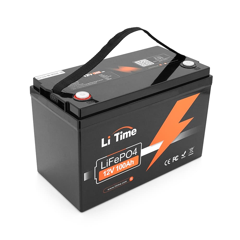 Аккумуляторная батарея LiFePO4 Li-TIME 12.8V 100Ач 1280Wh,(100/100A), BASIC, M8, до 6000 циклів, 329*172*214mm