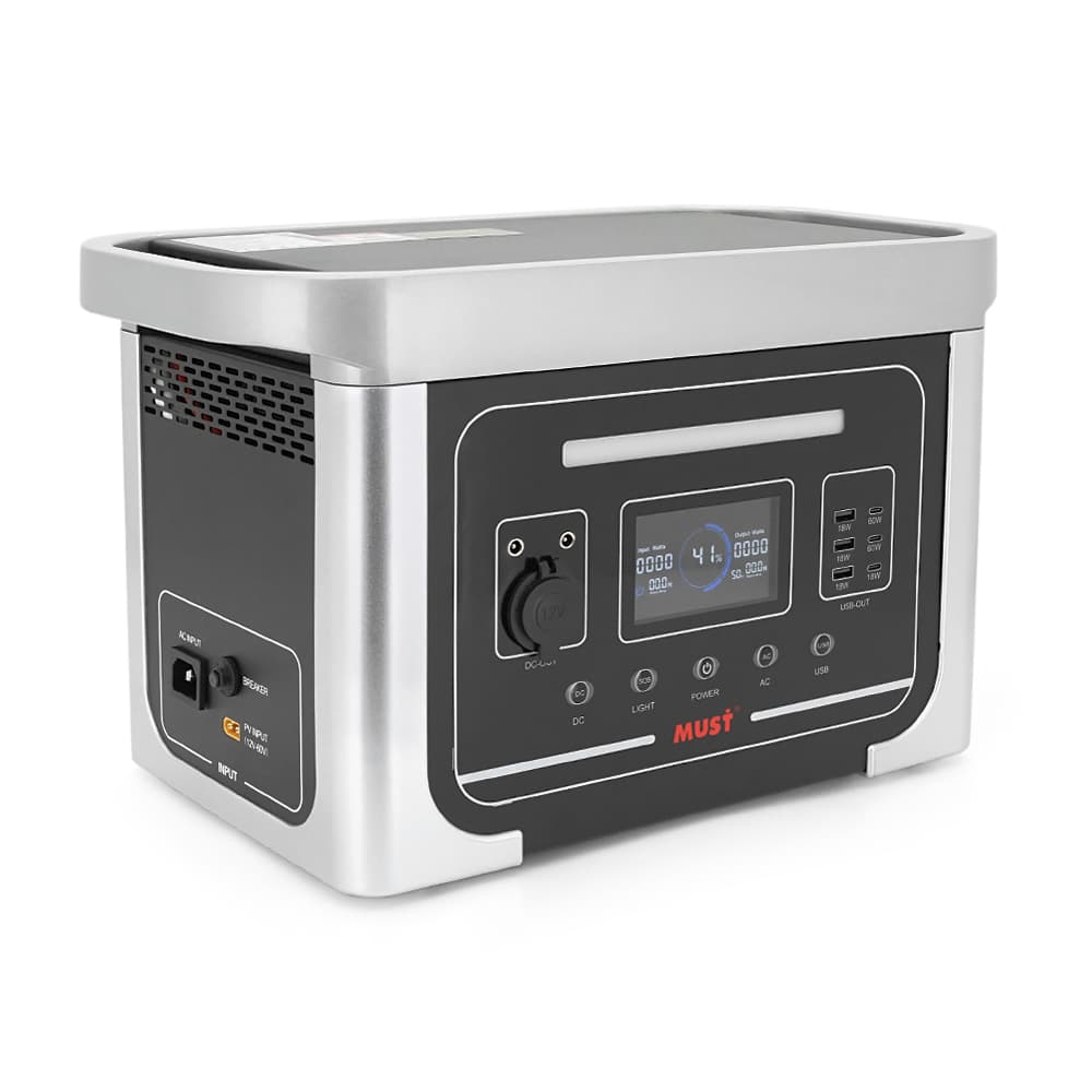 Must EM181-EM1024S 1000W LiFePO4 LCD, 12VDC, PV 25A MPPT, 230V ±5%, 6000 cycle 80% DOD, 25°C, 4xUSB, PD18W+2x60W, 2xAC 220V, 225*295*363, 17KG