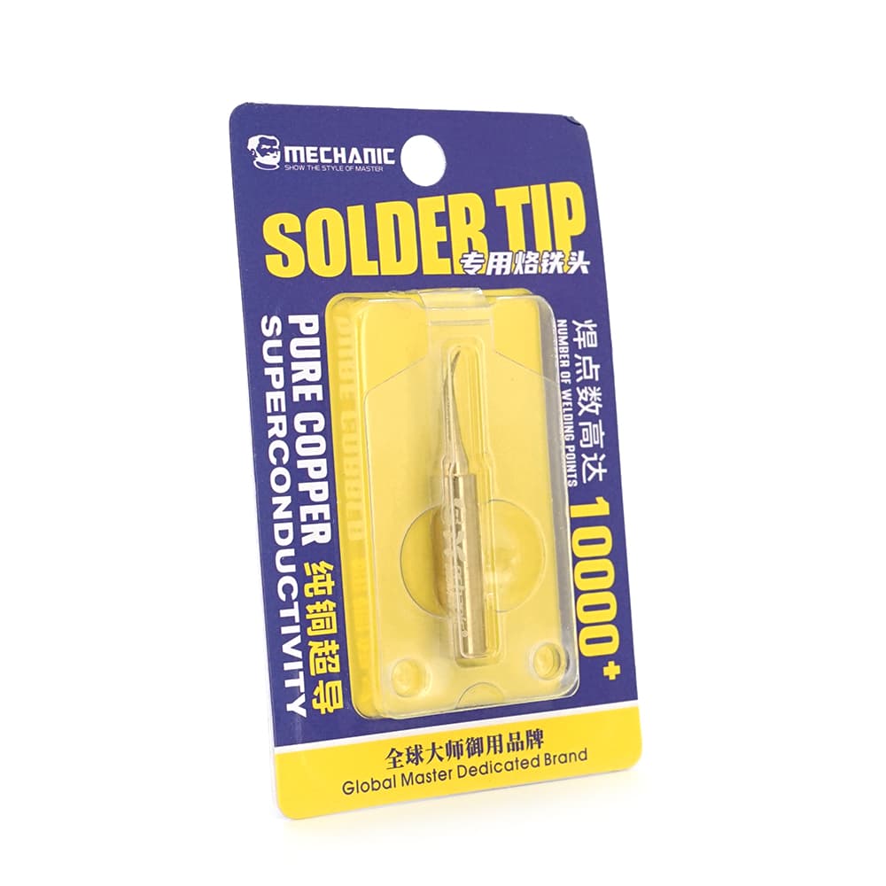 Жало для паяльника MECHANIC 900M-T-IS 4*6,3mm, мідь, висока теплопровідність, швидке нагрівання, широкий конус гнутий
