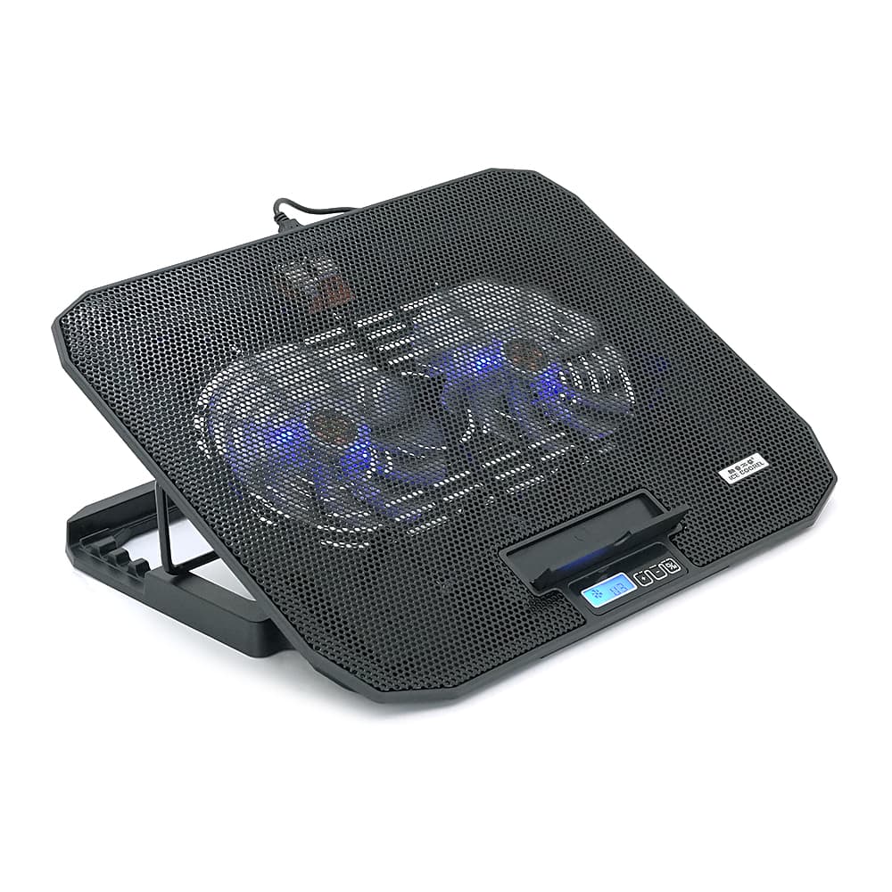 Підставка під ноутбук IceCoorel N106L, 10-18", 2*125mm 1400±10% RPM, корпус пластик+алюміній, 2xUSB 2.0+LCD, 362x260x30 mm, Black, Box Q20