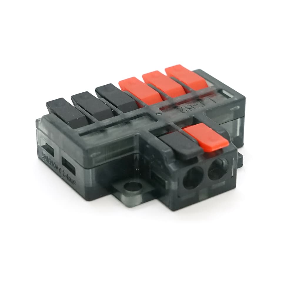 Клема з натискними затискачами 6на2-провідна LT-62, 1/3-pin, 250V, 32A, 0.2-4mm2, 14,5/36*30*11mm, сіра