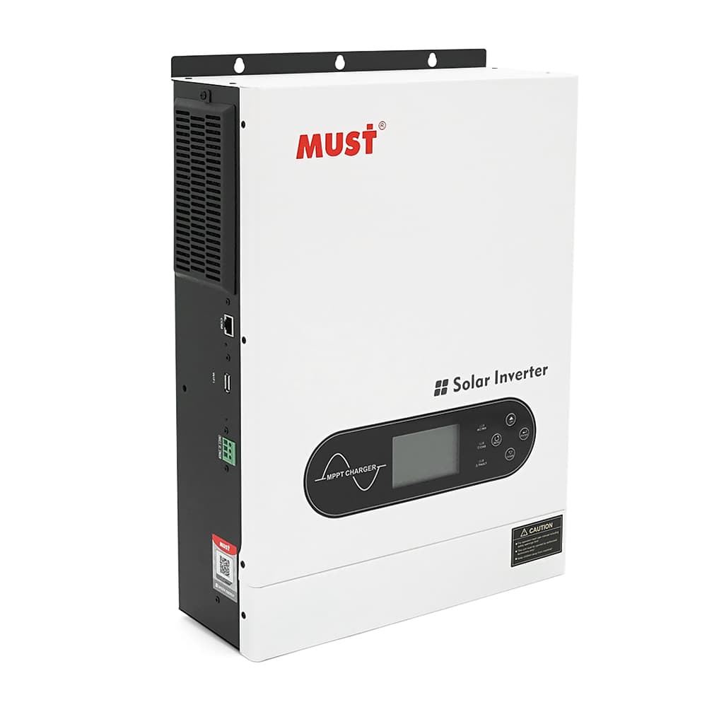 Гібридний інвертор MUST PV18-6048ECO. 6000W, 48V, струм заряду 100A, 170-280V, MPPT (100А, 60-360 Vdc), 318×454×122.5 мм. 9 кг.